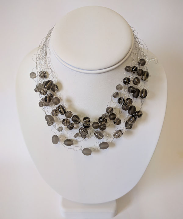 Beaded Silver Wire Necklace