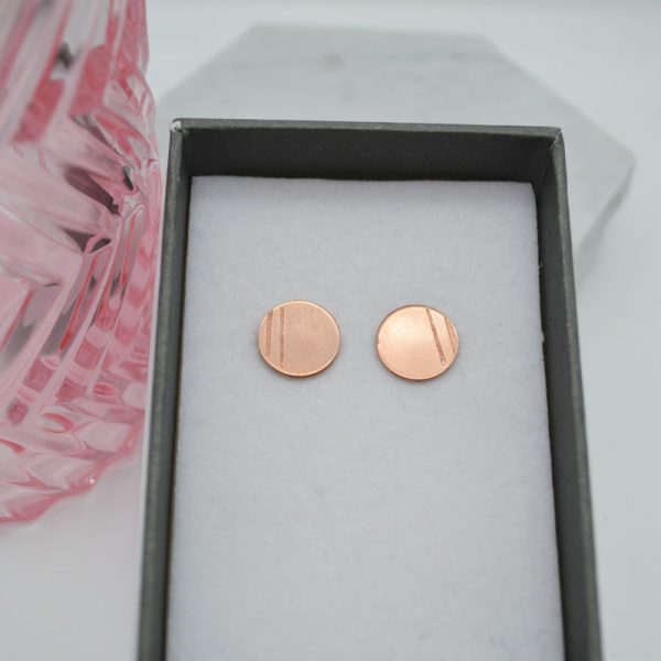 Copper Two Stripe Stud Earrings - Image 5