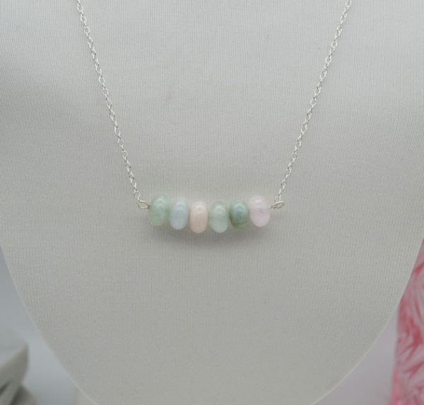 Multi Coloured Morganite Rondell Bar Necklace - Image 2
