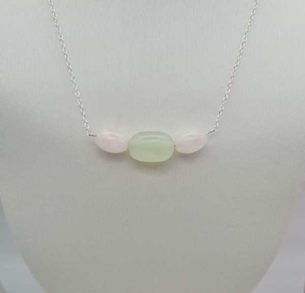 Rose Quartz and Jade Bar Necklace - Image 2