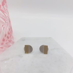 Silver Circle with Brass Sticks Stud Earrings