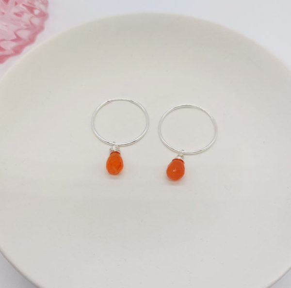 Cristalli Wire Wrapped Hoops Large 24mm - Carnelian - Image 3