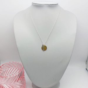 Brass Circle with Silver Stick Necklace