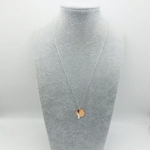 Copper Circle with Silver Stick Necklace