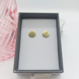 Brass Two Stripe Stud Earrings
